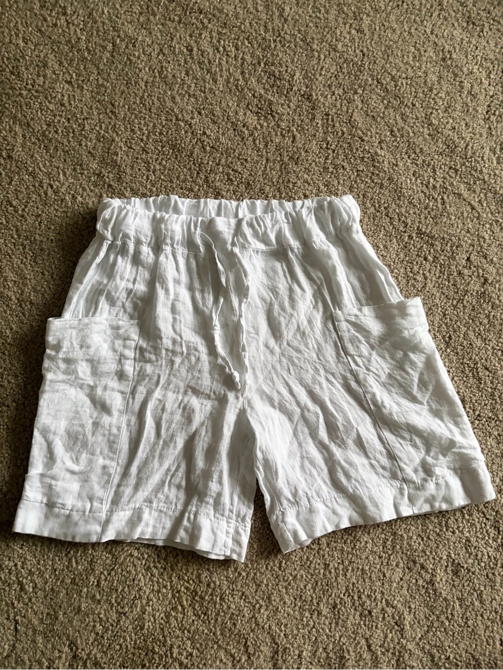 Made in Italy white 100% linen beach summer lightweight pocket shorts sz 28 NWT